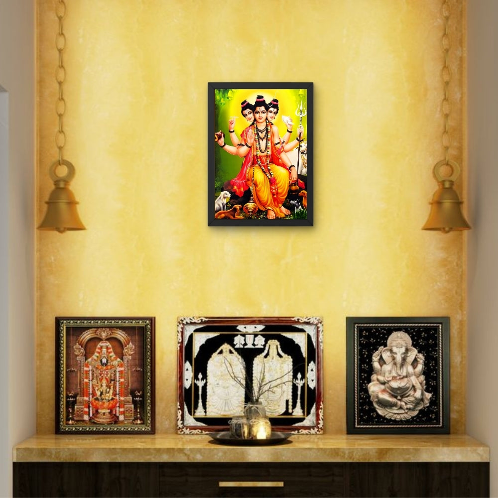 Dattatreya Wall Art – Lord Dattatreya Three-Faced Hindu God Photo Frame