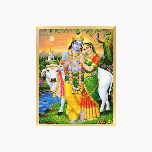 Radha Krishna Wall Art – Lord Krishna and Radha Hindu God Devotional Photo Frame