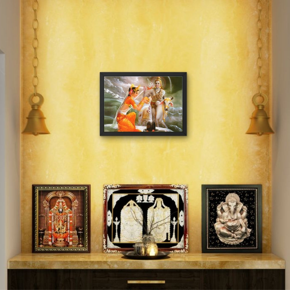 Lord Shiva parwathi wall art- God shiva with parwathi photo frame
