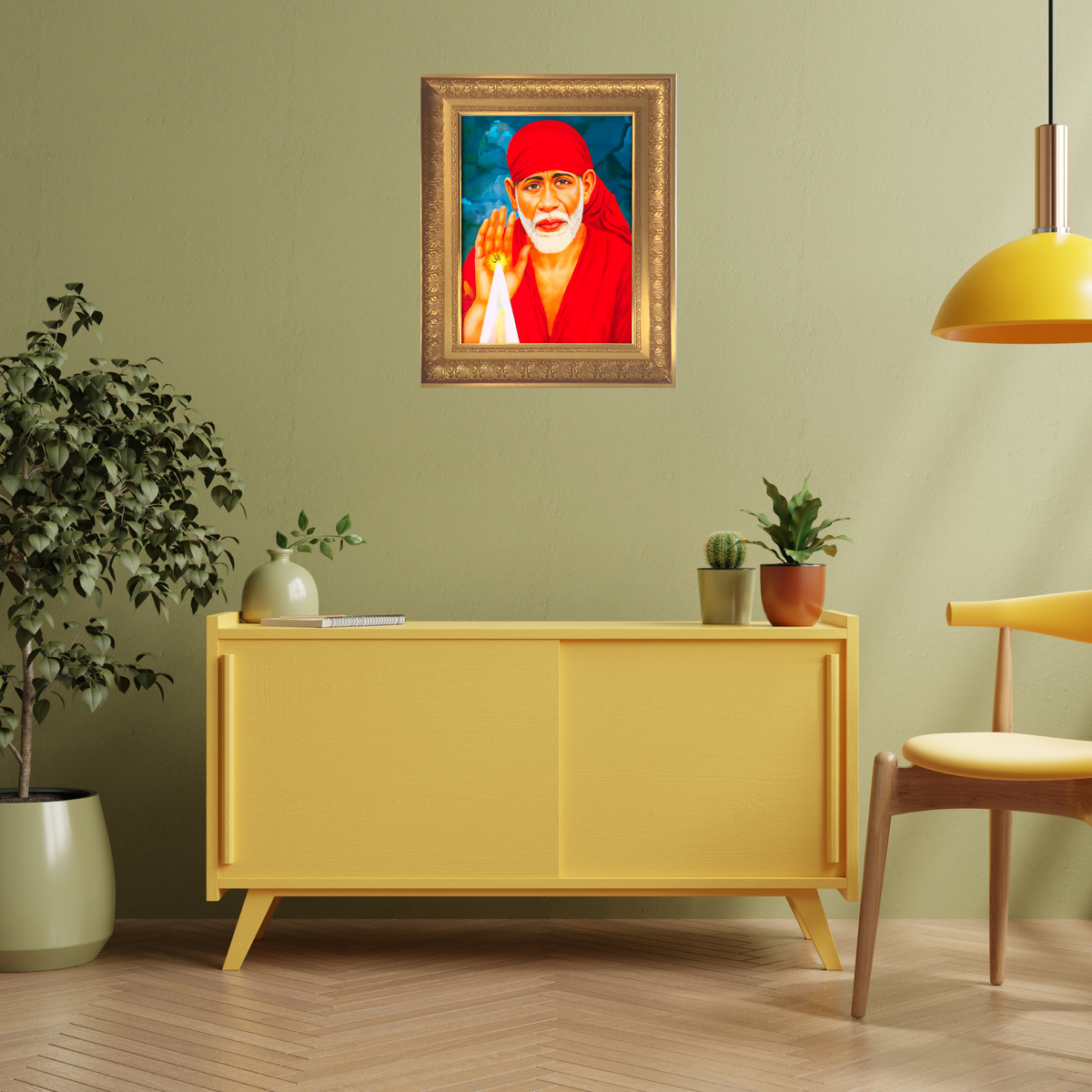 Premium Shirdi Sai Baba Wall Art – Sai Baba Photo Frame | Spiritual Hindu Religious Home Décor