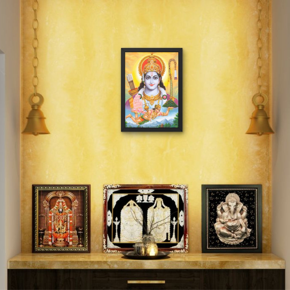 Lord Rama with Hanuman Wall Art – Shri Ram and Hanuman Hindu God Photo Frame