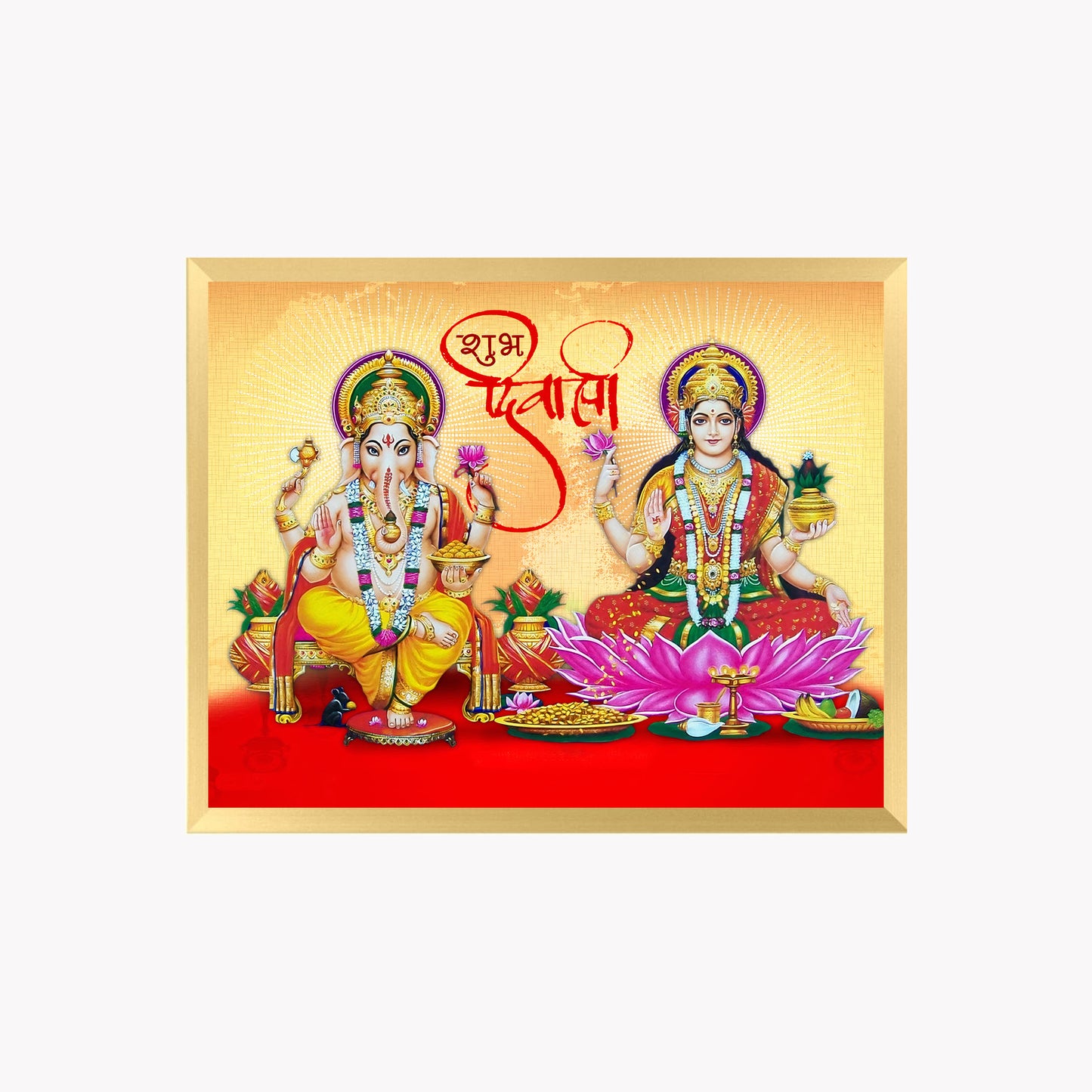 Ganesha Lakshmi Wall Art – Lord Ganesha & Goddess Lakshmi Hindu God Photo Frame