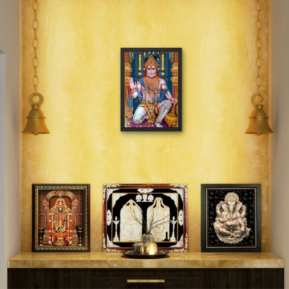 Lord Hanuman Wall Art – Blessing Bajrangbali Hindu God Photo Frame