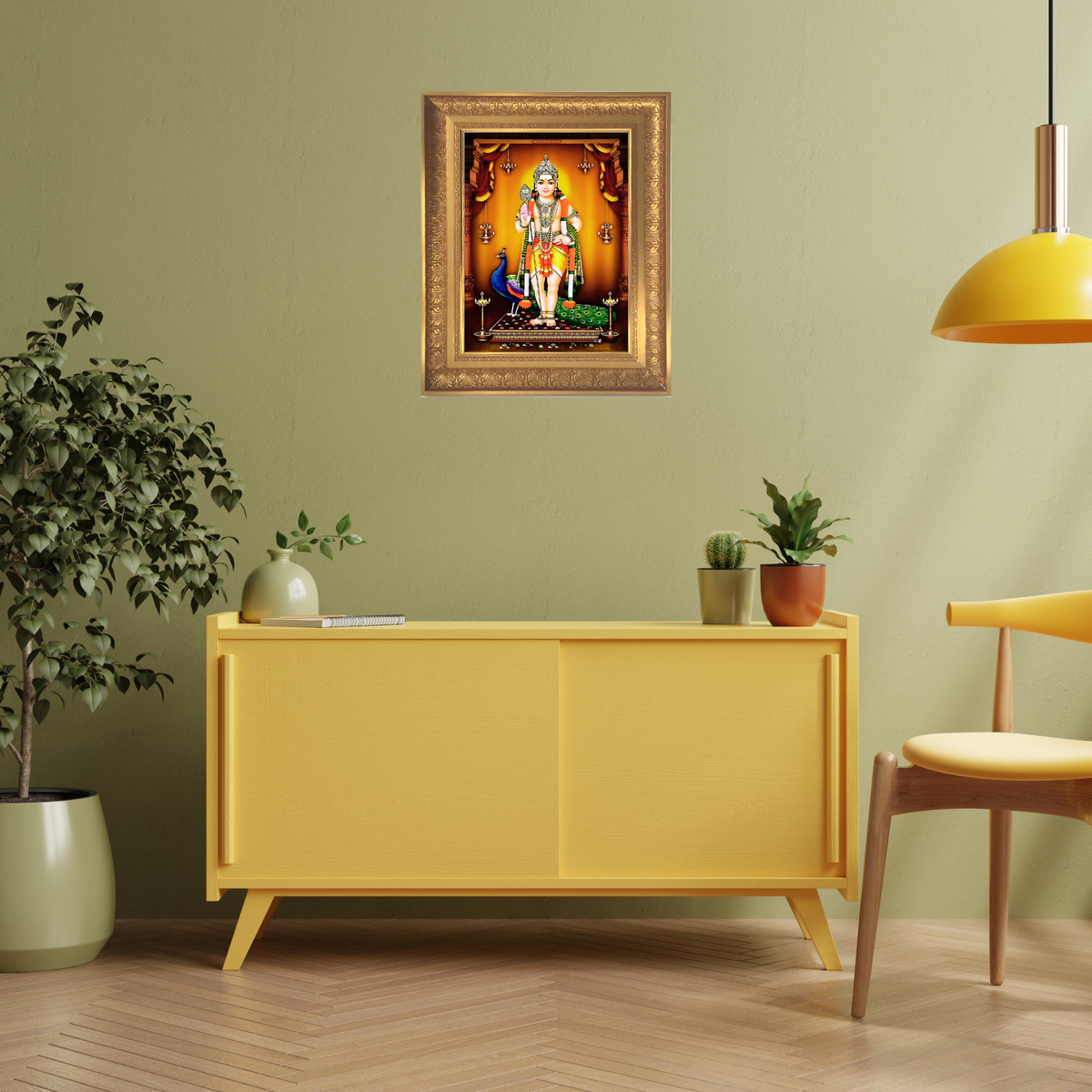 Premium Lord Murugan Wall Art – Lord Kartikeya Subramanya Swamy Hindu God Photo Frame