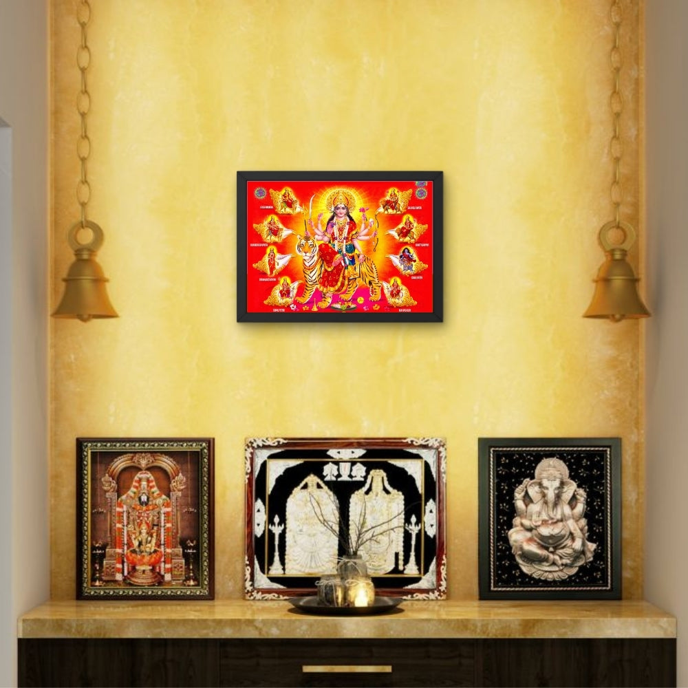 Navadurga Wall Art – Goddess Durga with Nine Forms Hindu Goddess Photo Frame