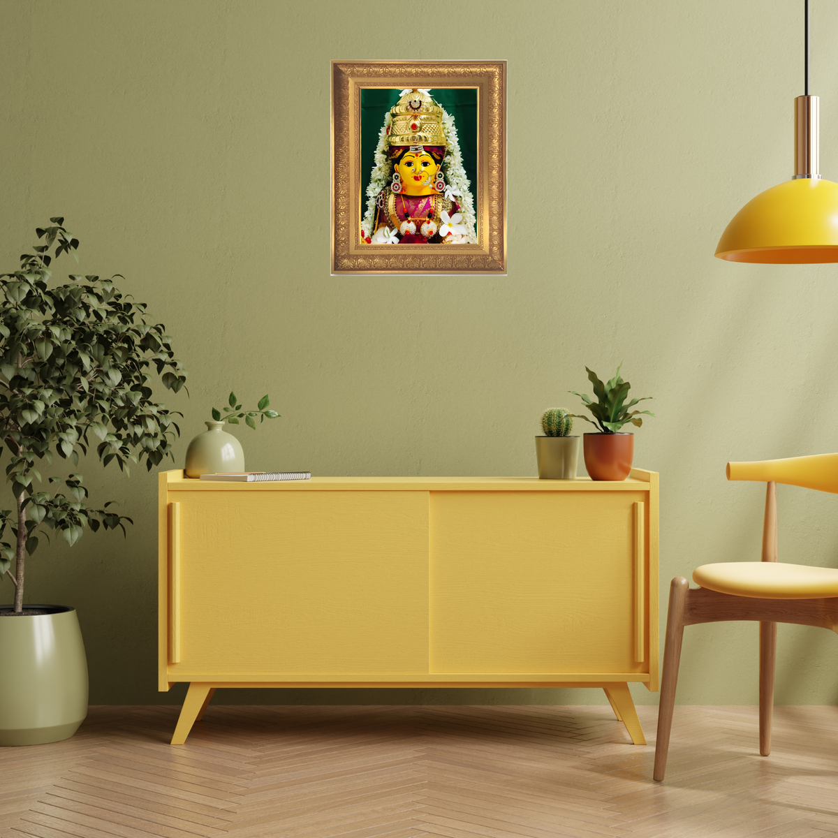 Premium Varalakshmi Devi Wall Art – Goddess Lakshmi Varalakshmi Vratam Hindu Goddess Photo Frame