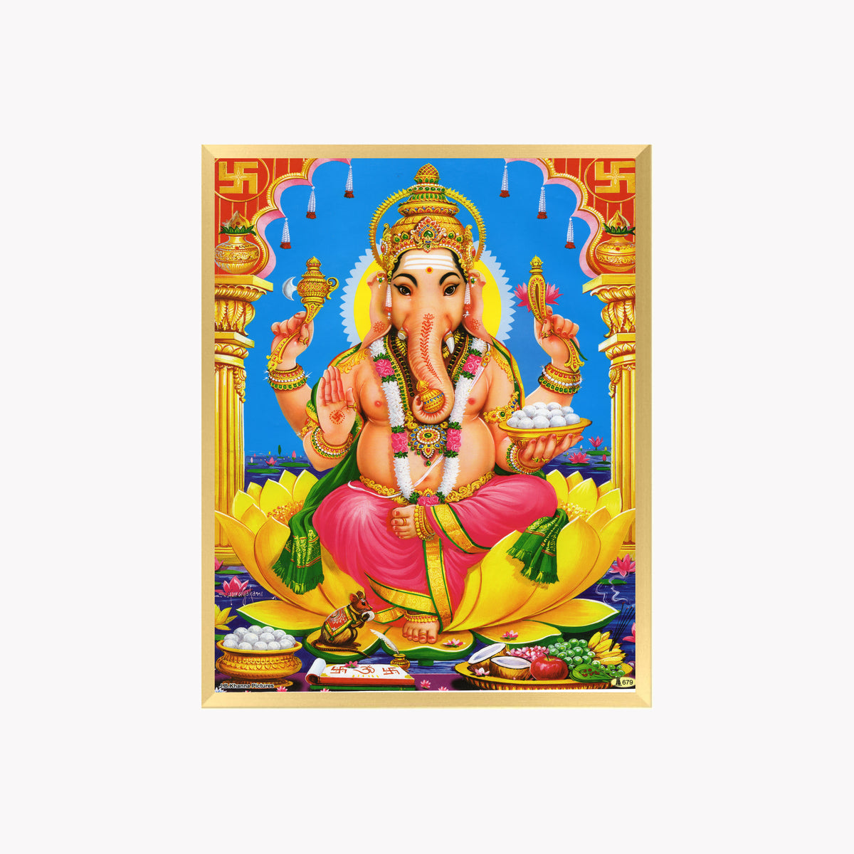 Lord Ganesha Wall Art – Hindu God Photo Frame for Home & Puja Room