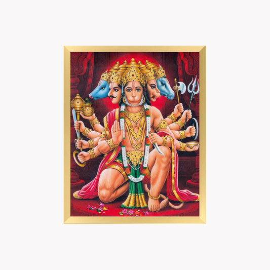 Panchmukhi Hanuman Wall Art – Five-Faced Lord Hanuman Hindu God Photo Frame