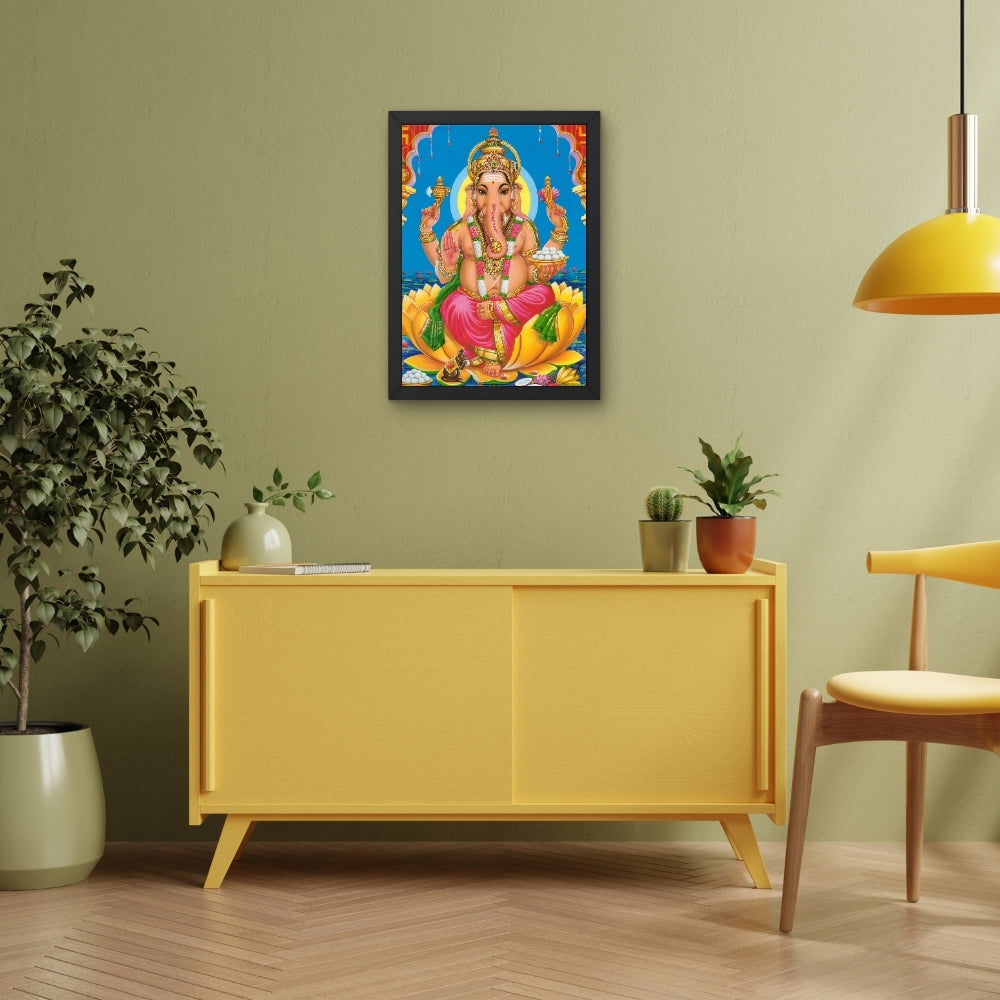 Lord Ganesha Wall Art – Hindu God Photo Frame for Home & Puja Room
