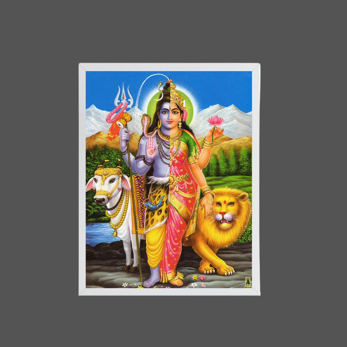 Arthanarishwara wall art- Lord shiva with parwathi god frame