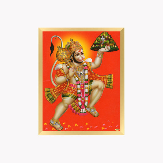 Lord Hanuman Wall Art – Sanjeevani Mountain Carrying Hanuman Hindu God Photo Frame