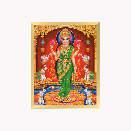 Goddess Lakshmi Wall Art – Gajalakshmi with Elephants Hindu Goddess Devotional Photo Frame