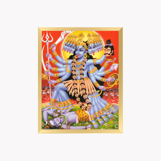 Goddess Kali Wall Art – Maa Mahakali Fierce Form Hindu Goddess Devotional Photo Frame
