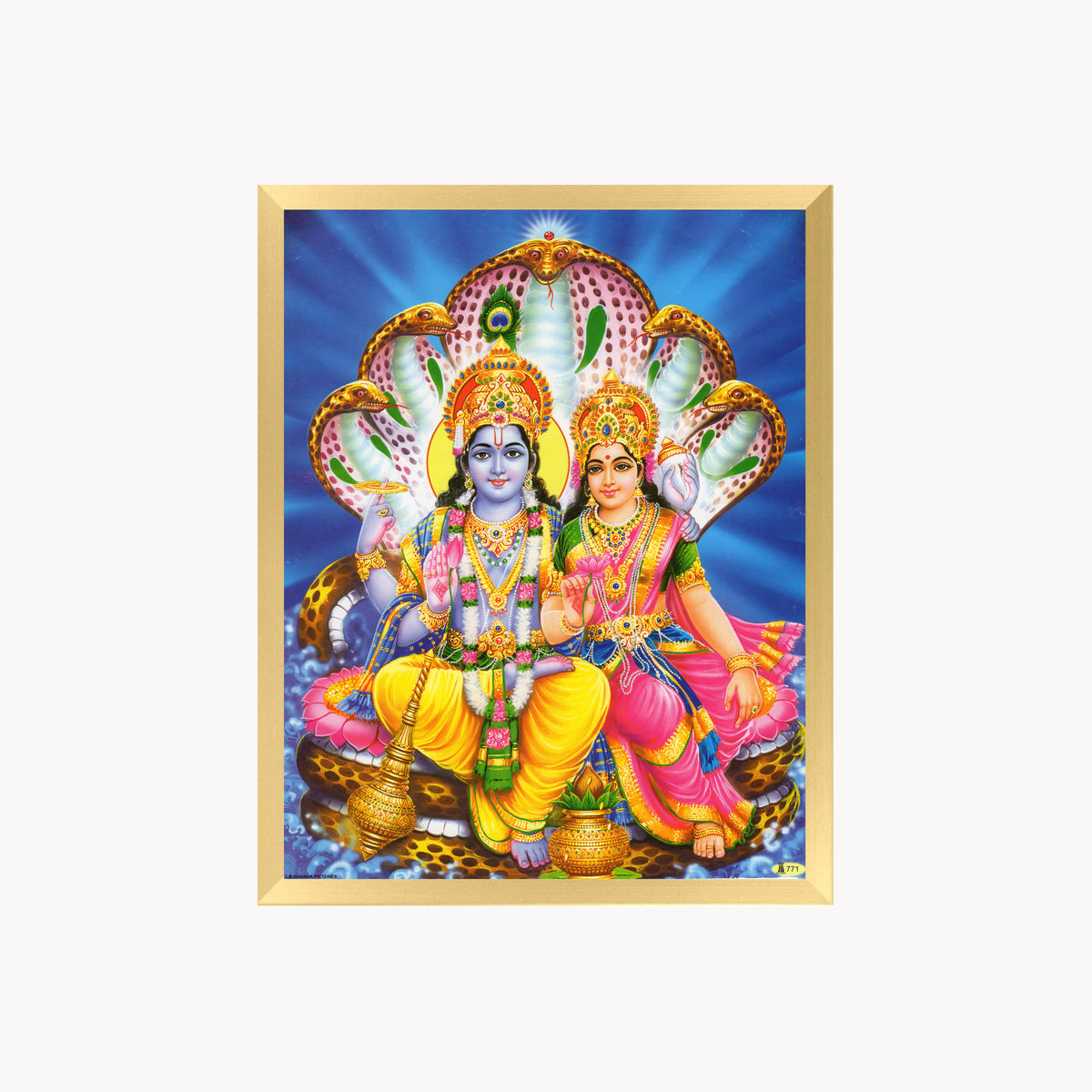 Lord Vishnu with Goddess Laxmi Wall Art – Sri Vishnu Laxmi Hindu God Photo Frame