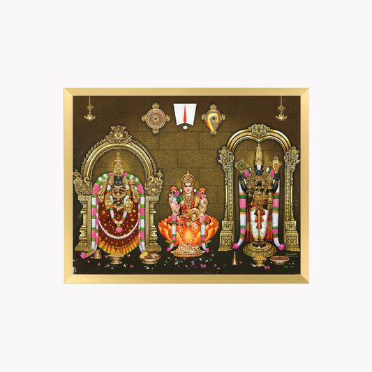 Lord Venkateswara with Goddess Lakshmi Wall Art – Tirupati Balaji Hindu God Photo Frame for Prosperity & Blessings