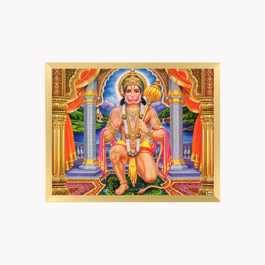 Lord Hanuman Wall Art – Lord Hanuman with Gada Hindu God Photo Frame