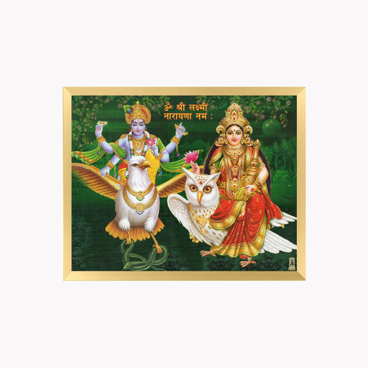 Lakshmi Narayana Wall Art – Lord Vishnu and Goddess Lakshmi Hindu God Photo Frame