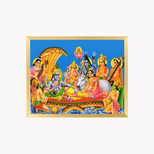 Vishnu Ananta Shayana Wall Art – Lord Vishnu with Goddess Lakshmi Hindu God Photo Frame