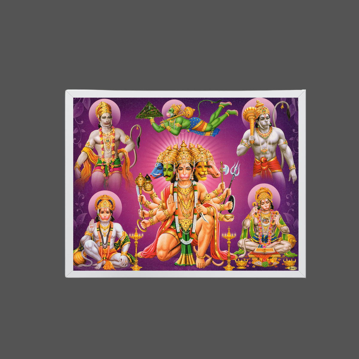 Lord HANUMAN WALL ART- God panchamuki hanuman photo frame