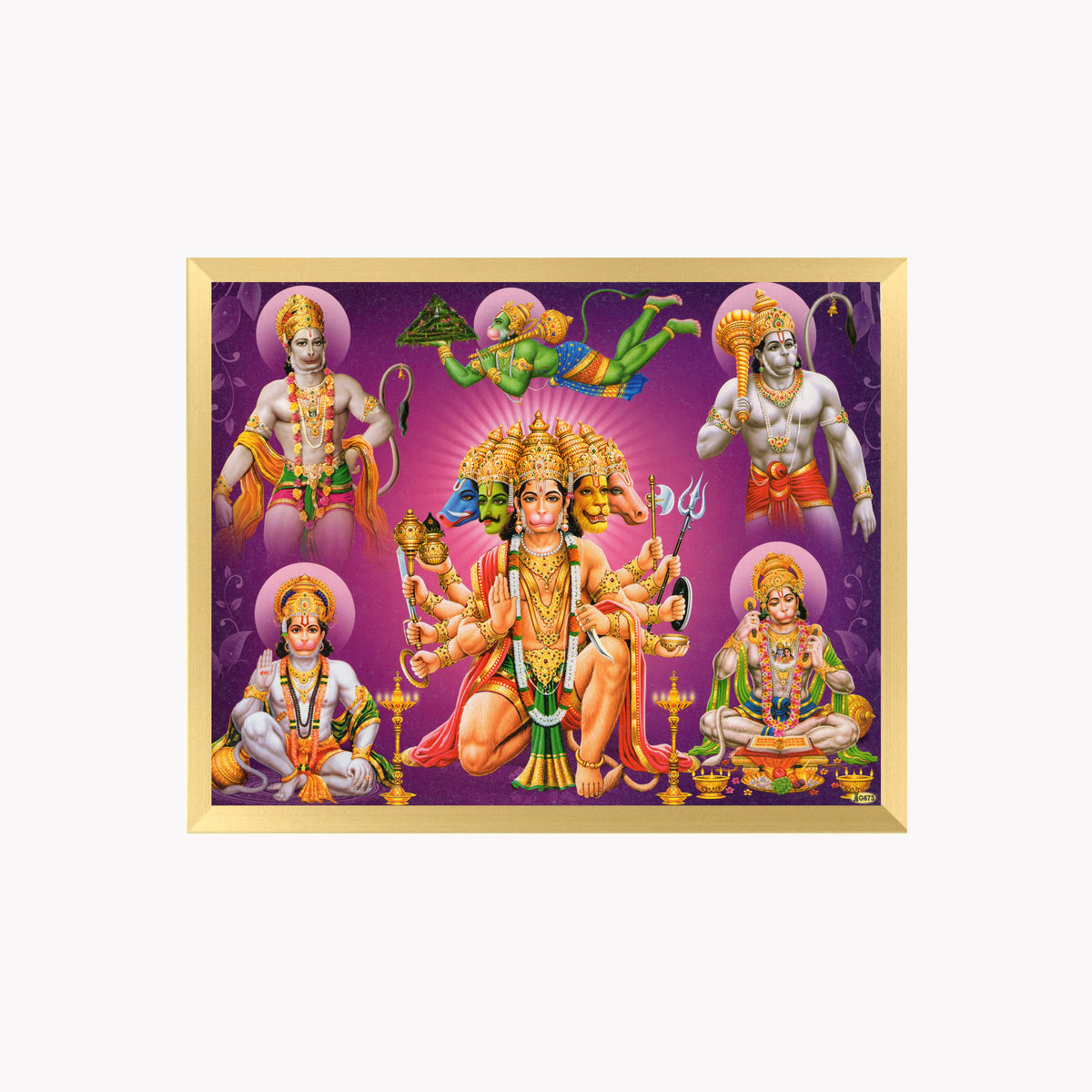 Lord HANUMAN WALL ART- God panchamuki hanuman photo frame