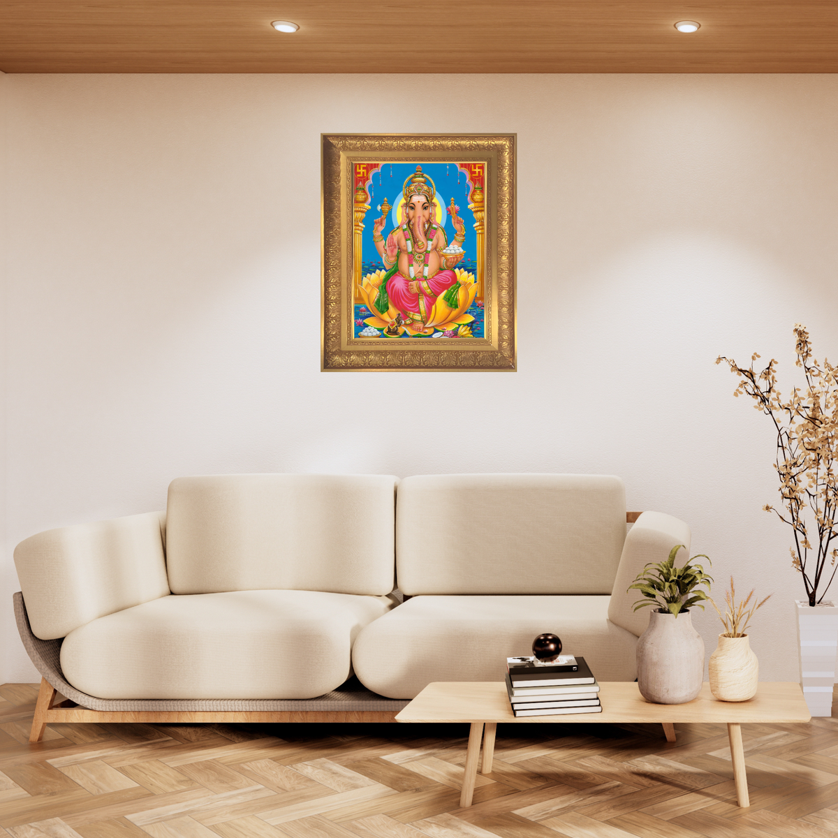 Premium Lord Ganesha Wall Art – Hindu God Photo Frame for Home & Puja Room