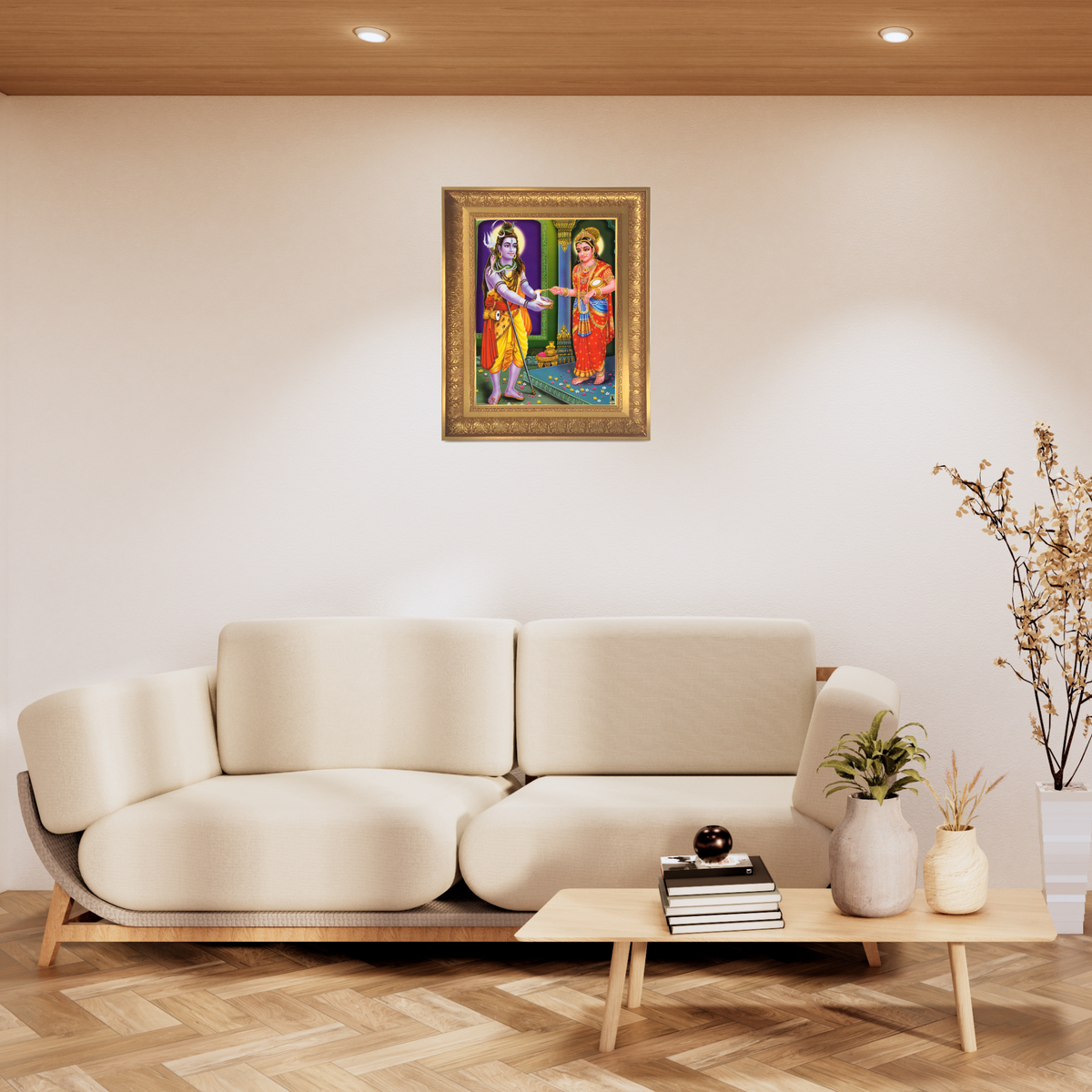 Premium Lord Shiva & Goddess Annapurna Devi Wall Art – Shiva, Annapurna Devi Hindu God Couple Photo Frame