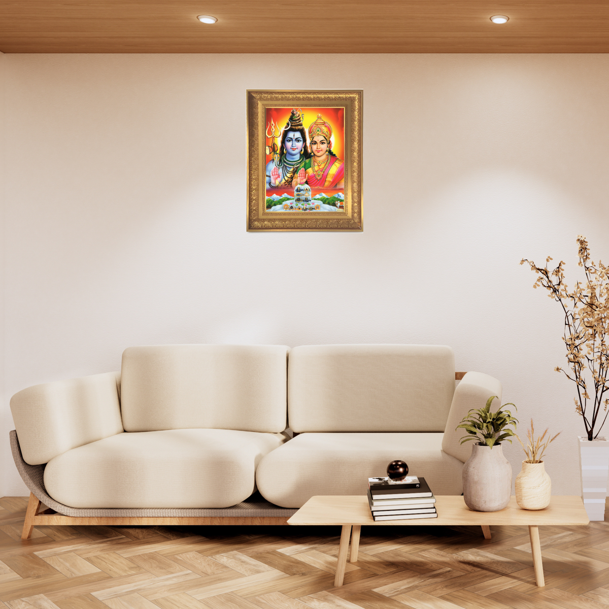 Premium Shiva Parvati Wall Art – Lord Shiva & Goddess Parvati Hindu God Photo Frame