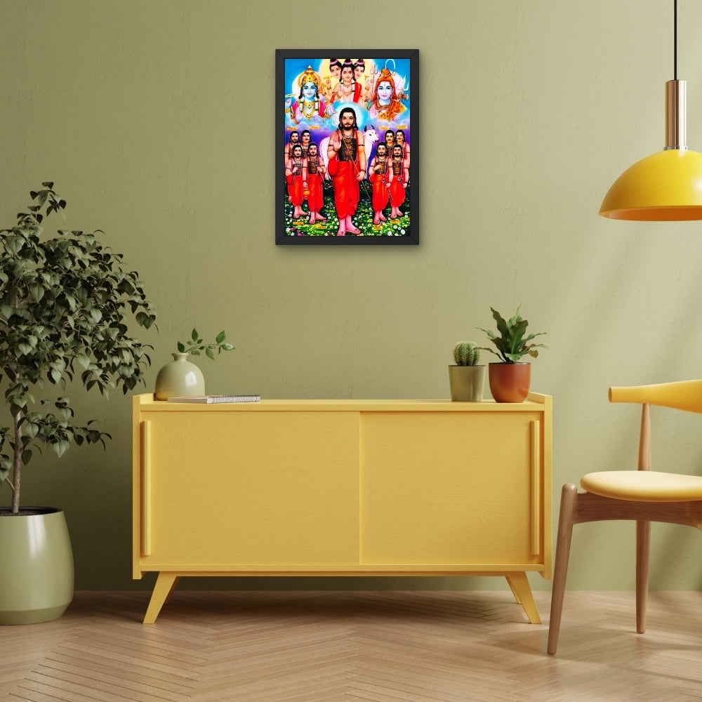 Dattatreya Wall Art – Lord Dattatreya with Six Disciples Hindu God