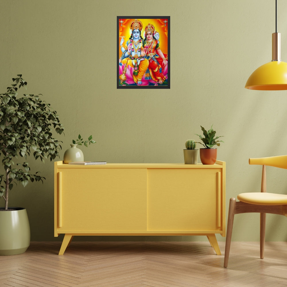 Lord Vishnu and Laxmi wall art- Vishnu with Laxmi art god fame