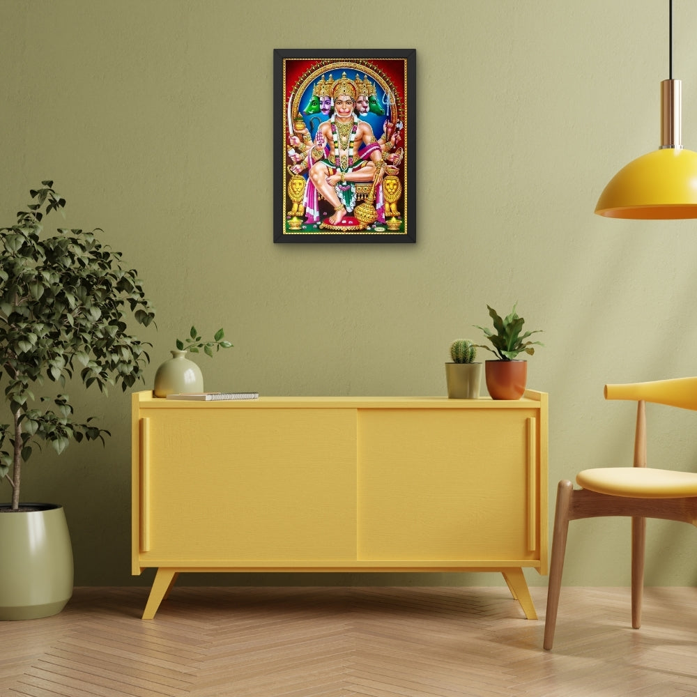 Lord Panchamukha Hanuman Wall Art - Panchamukha Hanuman Hindu God Photo Frame