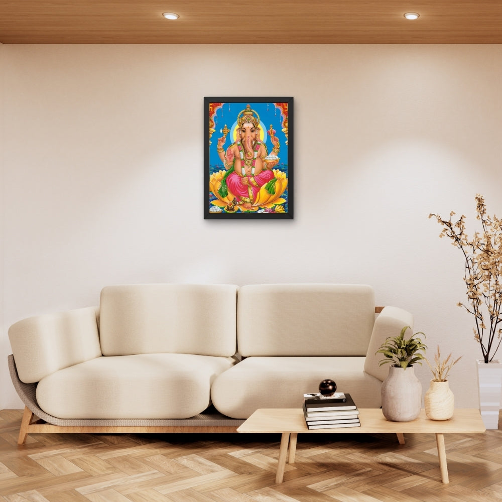 Lord Ganesha Wall Art – Hindu God Photo Frame for Home & Puja Room