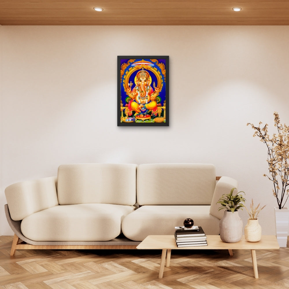 Lord Ganesha Wall Art – Hindu God Ganesha Traditional Devotional Photo Frame