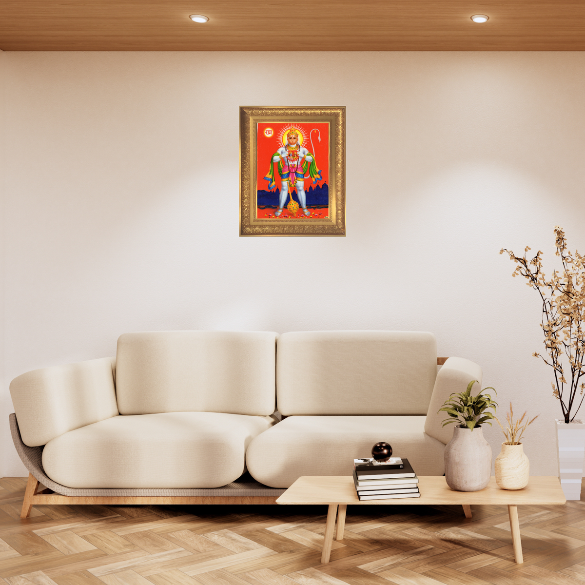 Premium Lord Hanuman Wall Art – Hanuman Showing Lord Rama and Goddess Sita in His Heart Hindu God Photo Frame