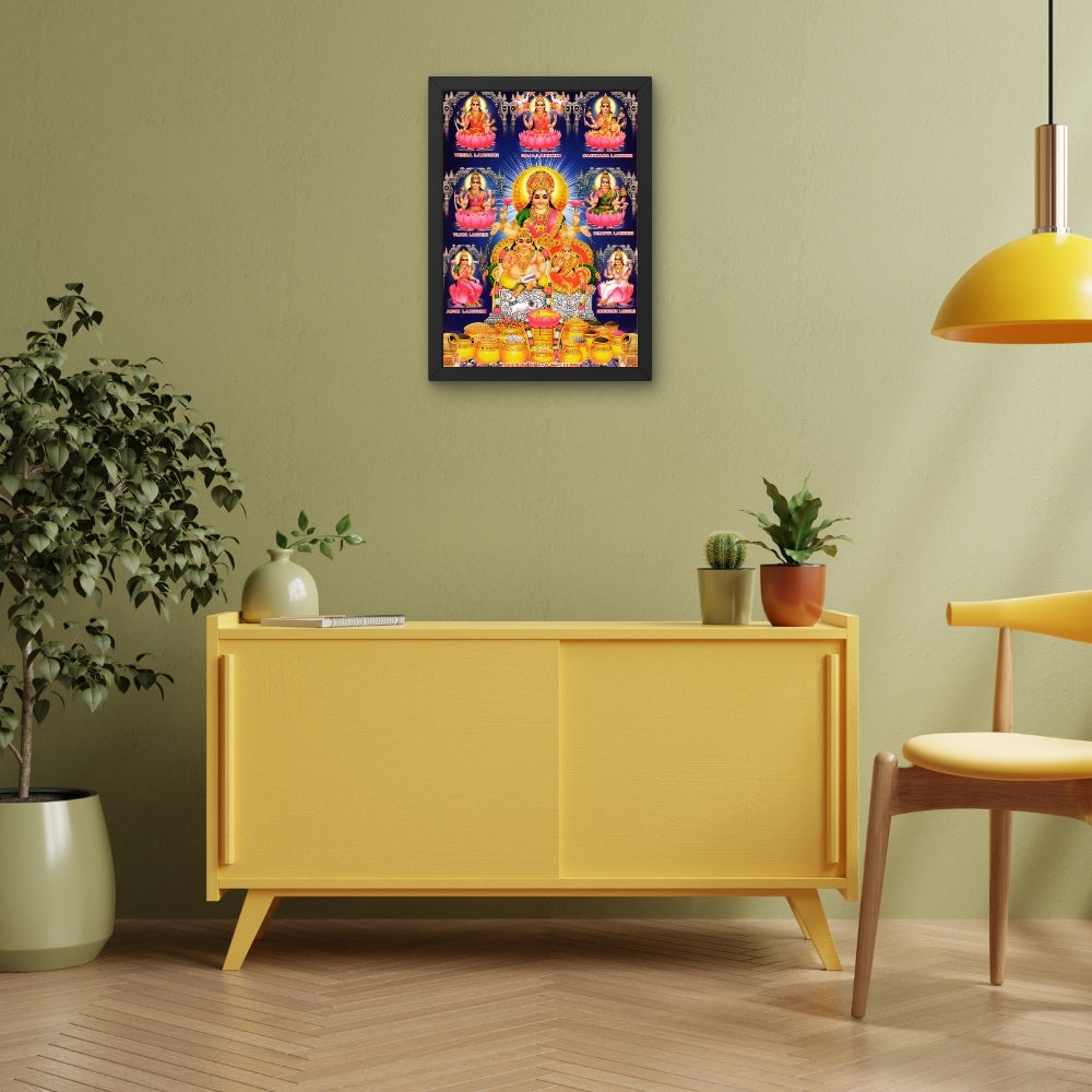Lord Kubera wall art-God Kubera with Ashtalaxmi photo frame