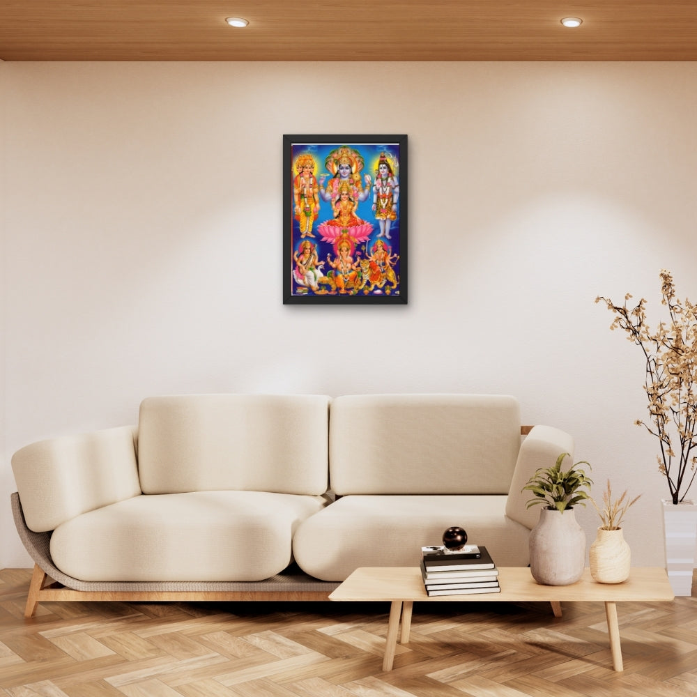 Hindu Gods Wall Art – Lord Vishnu, Goddess Lakshmi, Lord Shiva & Divine Deities Photo Frame