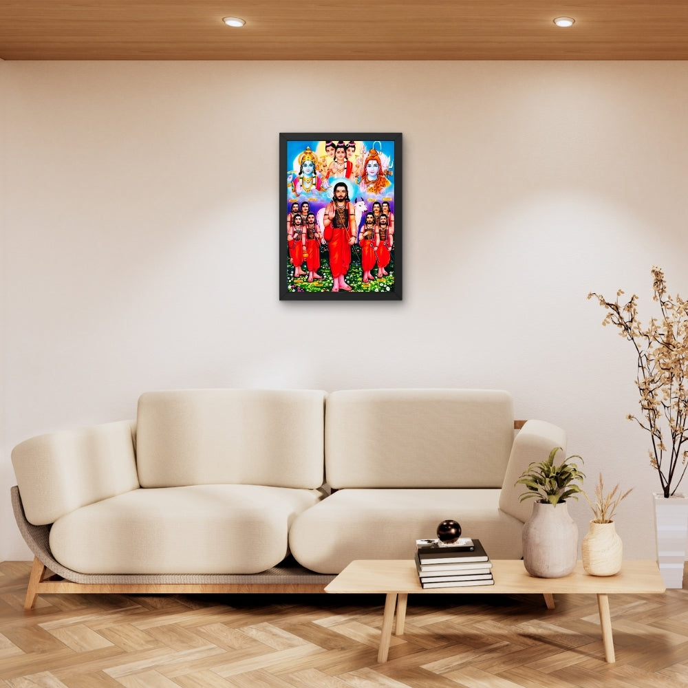 Dattatreya Wall Art – Lord Dattatreya with Six Disciples Hindu God