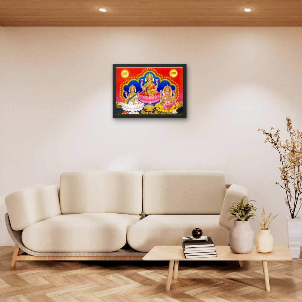 Lakshmi Saraswati Ganesha Wall Art – Goddess Lakshmi, Saraswati & Lord Ganesha Hindu God Photo Frame
