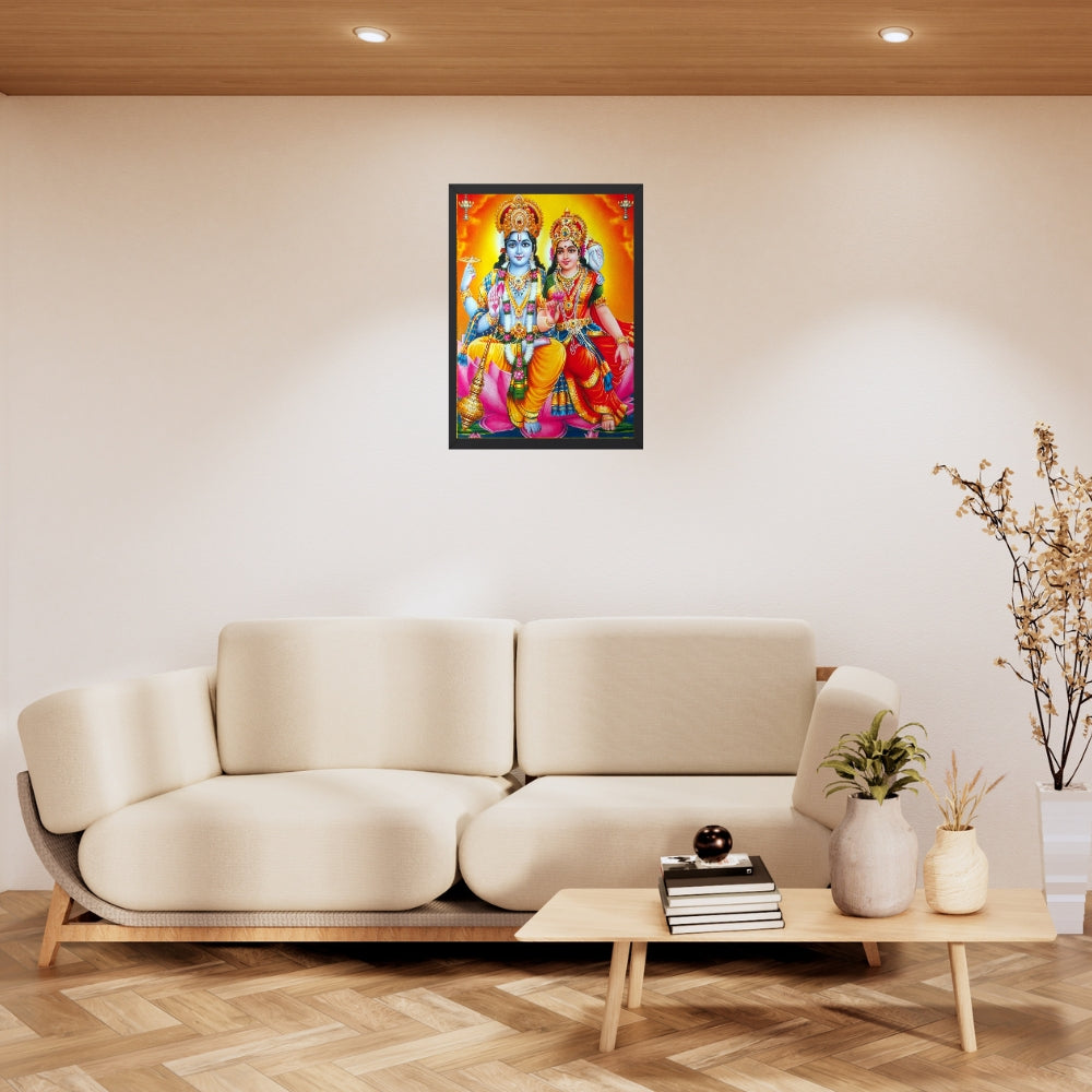 Lord Vishnu and Laxmi wall art- Vishnu with Laxmi art god fame