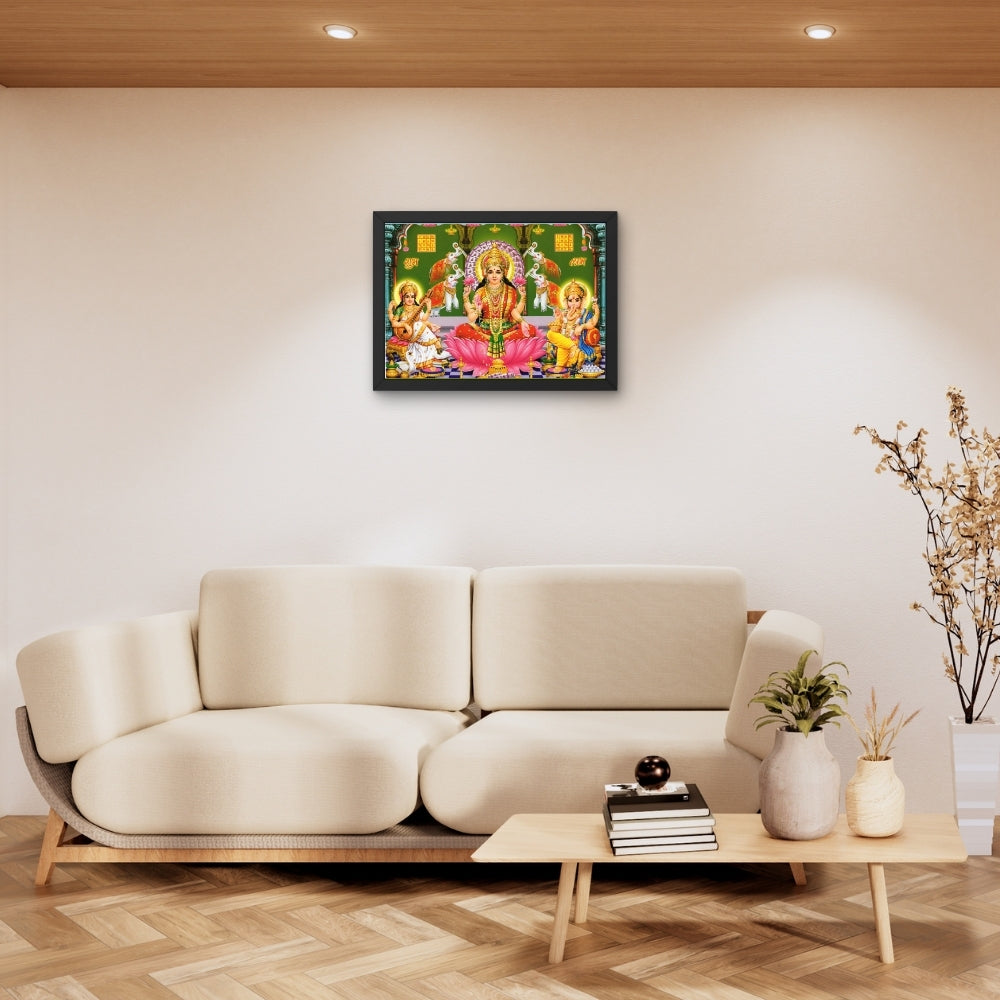 Lord Laxmi ganpthi sarswathi wall art- God Ganesha with saraswathi and laxmi photo frame