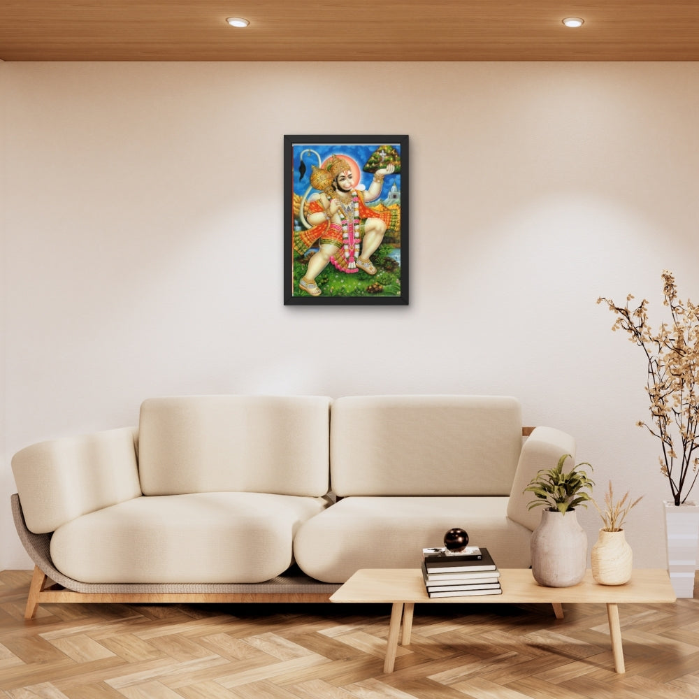 Lord Hanuman Wall Art – Bajrangbali Hindu God Devotional Photo Frame