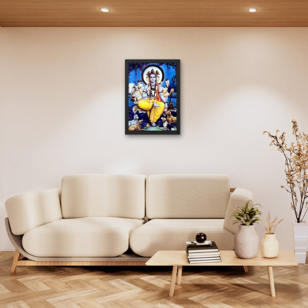 Dattatreya Wall Art – Lord Dattatreya Three-Faced Hindu God Photo Frame