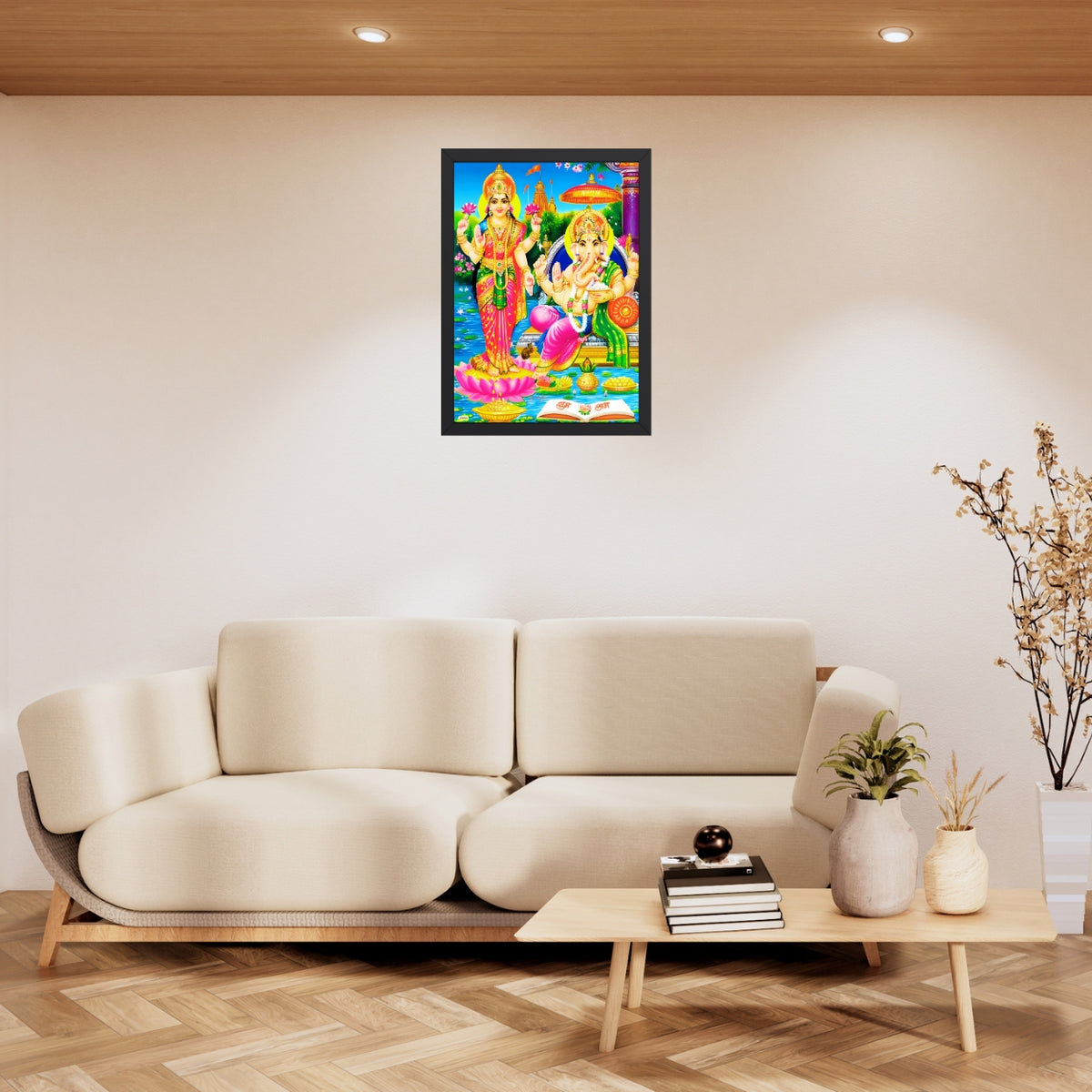 Lord Laxmi Ganapthi wall art-Goddess Laxmi ganapthi god frame