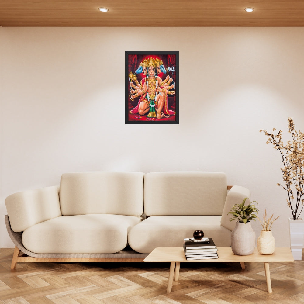 Panchmukhi Hanuman Wall Art – Five-Faced Lord Hanuman Hindu God Photo Frame
