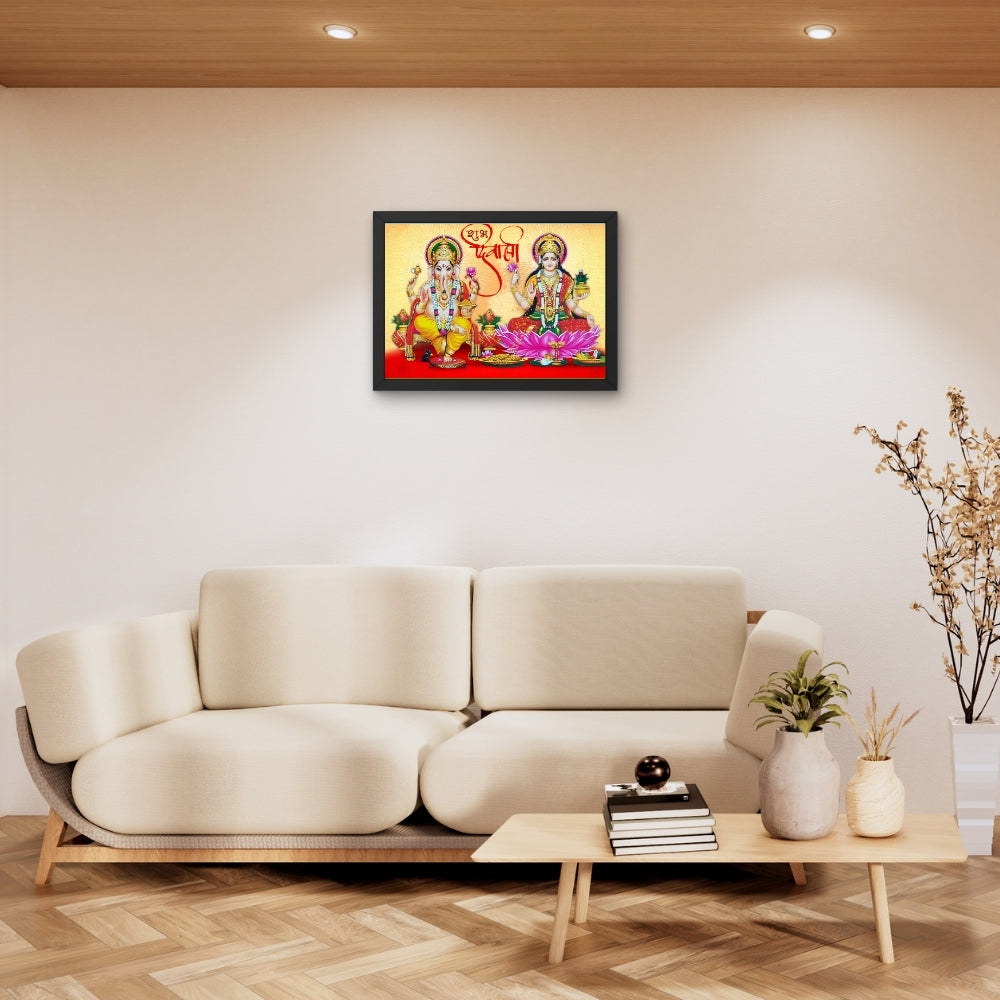 Ganesha Lakshmi Wall Art – Lord Ganesha & Goddess Lakshmi Hindu God Photo Frame