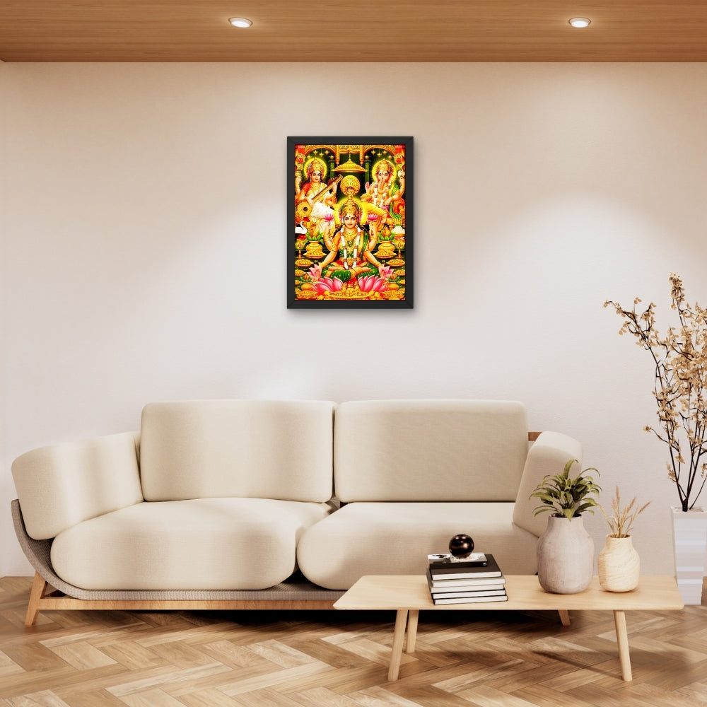 Lord ganapathi wall art -Ganapathi and Laxmi and saraswathi god frame