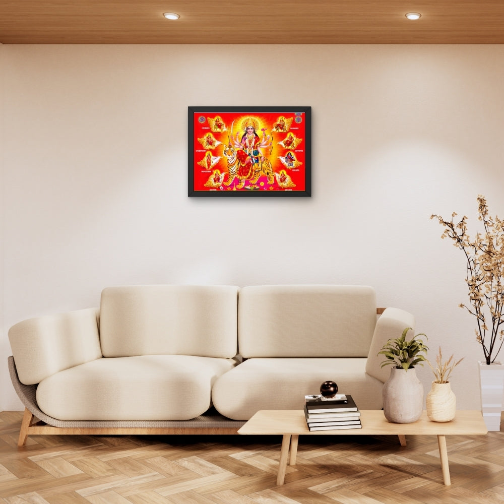Navadurga Wall Art – Goddess Durga with Nine Forms Hindu Goddess Photo Frame