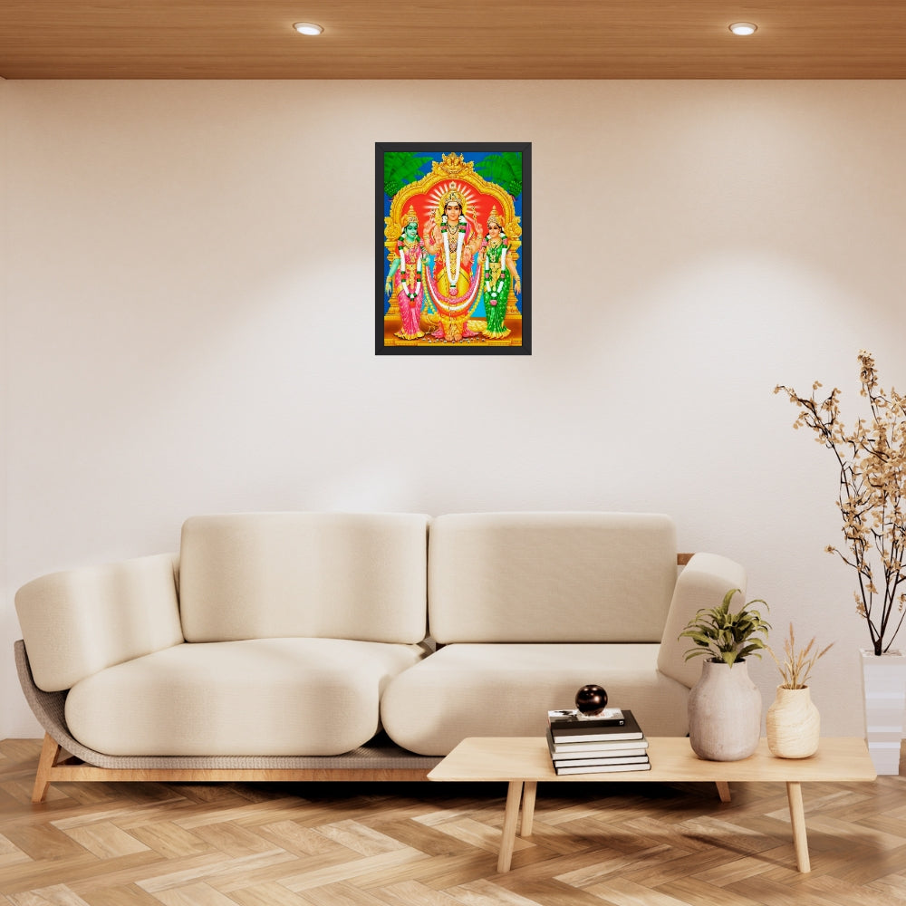 Lord Subramanya swamy wall art- Subramanya swamy with valli and devasena photo frame