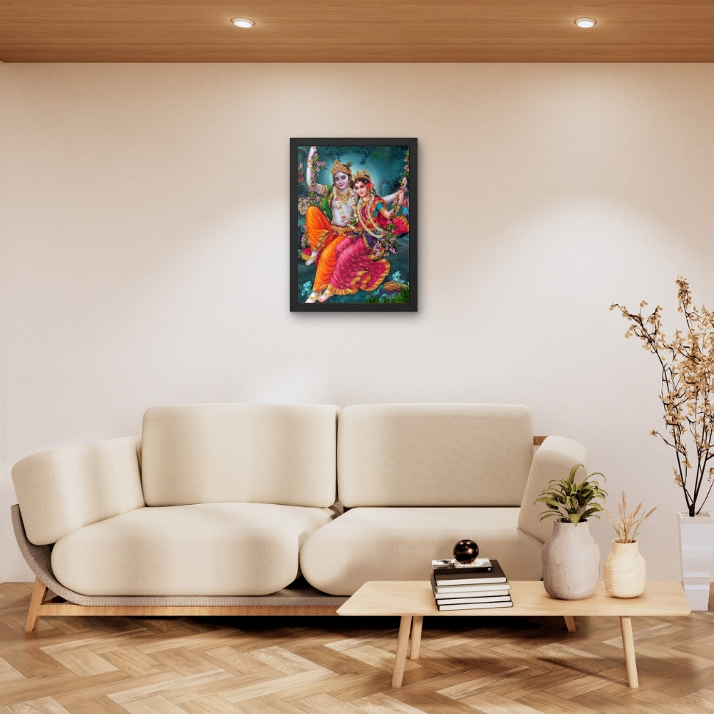Lord Krishna with Radha Wall Art - Krishna with Radha Hindu God Photo Frama