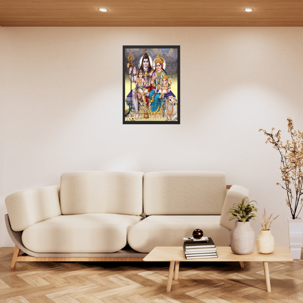 Lord Shiva with Family Wall Art- Shiva With Family Photo Frame