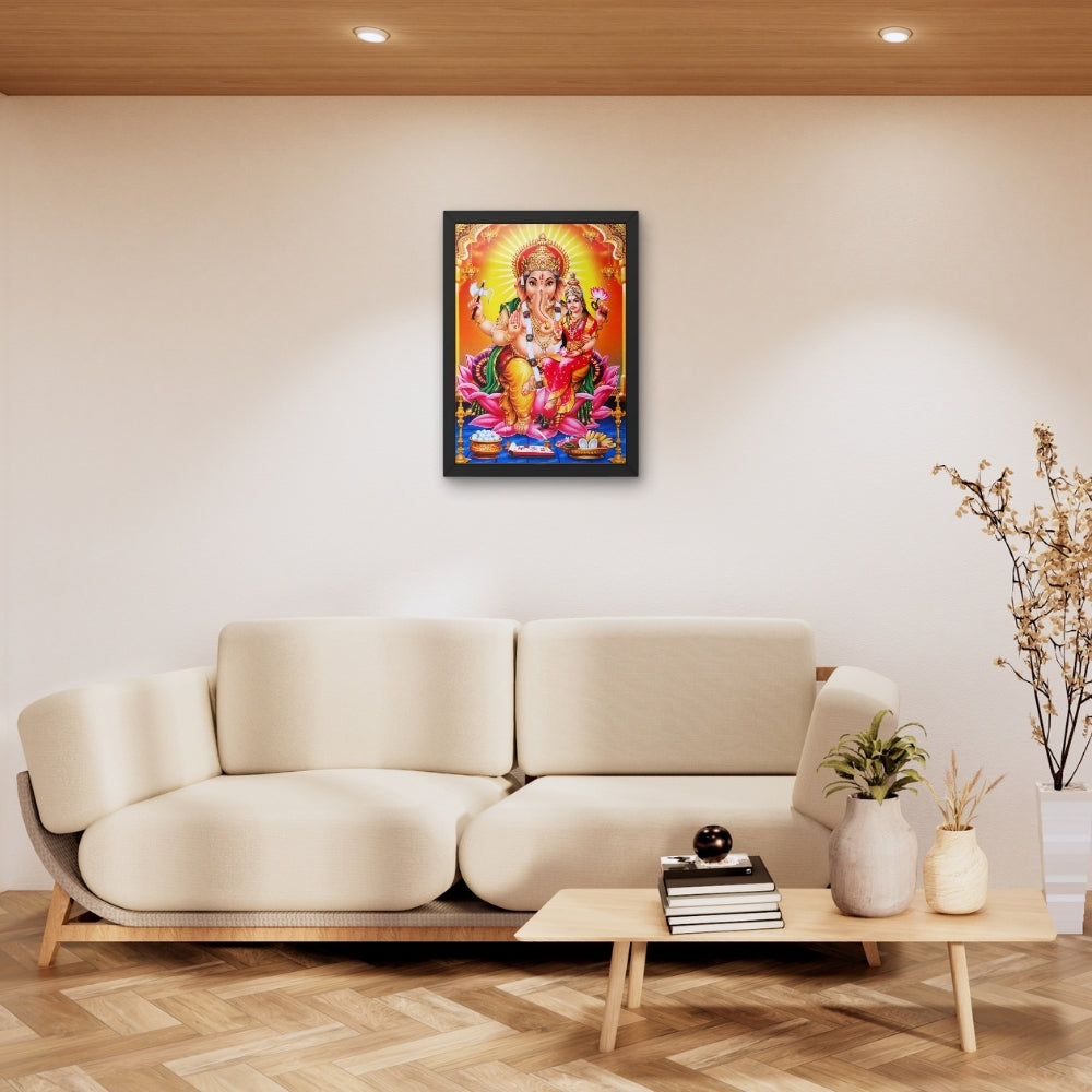 Lord Ganesha & Goddess Lakshmi Wall Art – Ganesh Lakshmi Hindu God Photo Frame